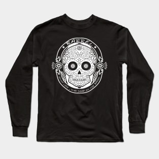 Calaca Surfing Skull T-Shirt White Long Sleeve T-Shirt